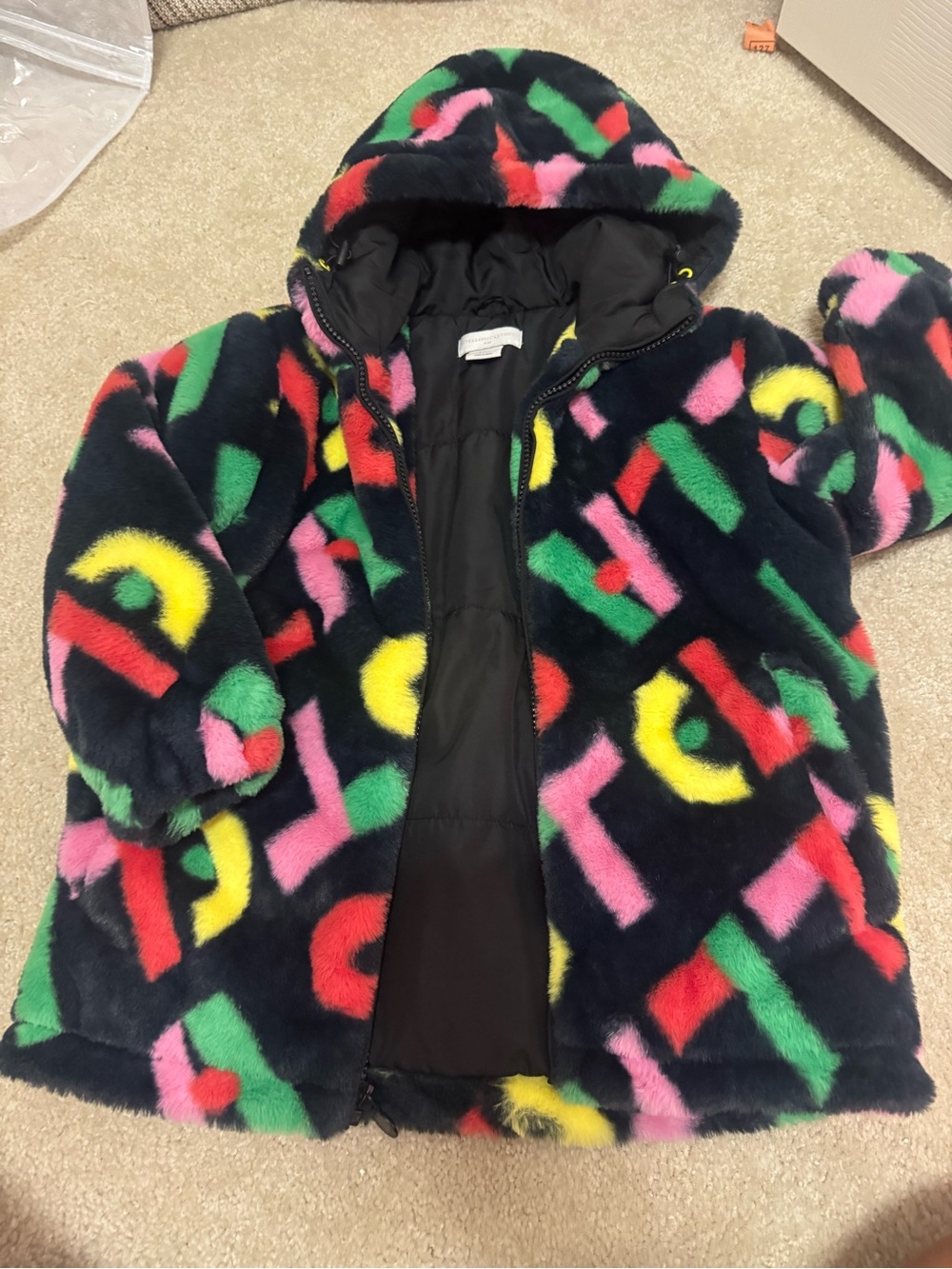 Kids Hooded Faux-Fur Coat - Multi Color